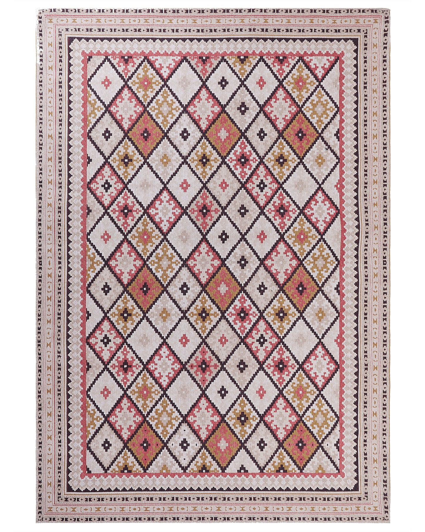 Teppich Baumwolle mehrfarbig geometrisches Muster 160 x 230 cm Kurzflor ANADAG