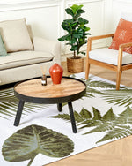 Teppich Baumwolle grün 200 x 300 cm Blättermuster Kurzflor BARZAH