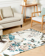 Teppich Baumwolle mehrfarbig 140 x 200 cm Vogelmotiv Kurzflor ARIHA