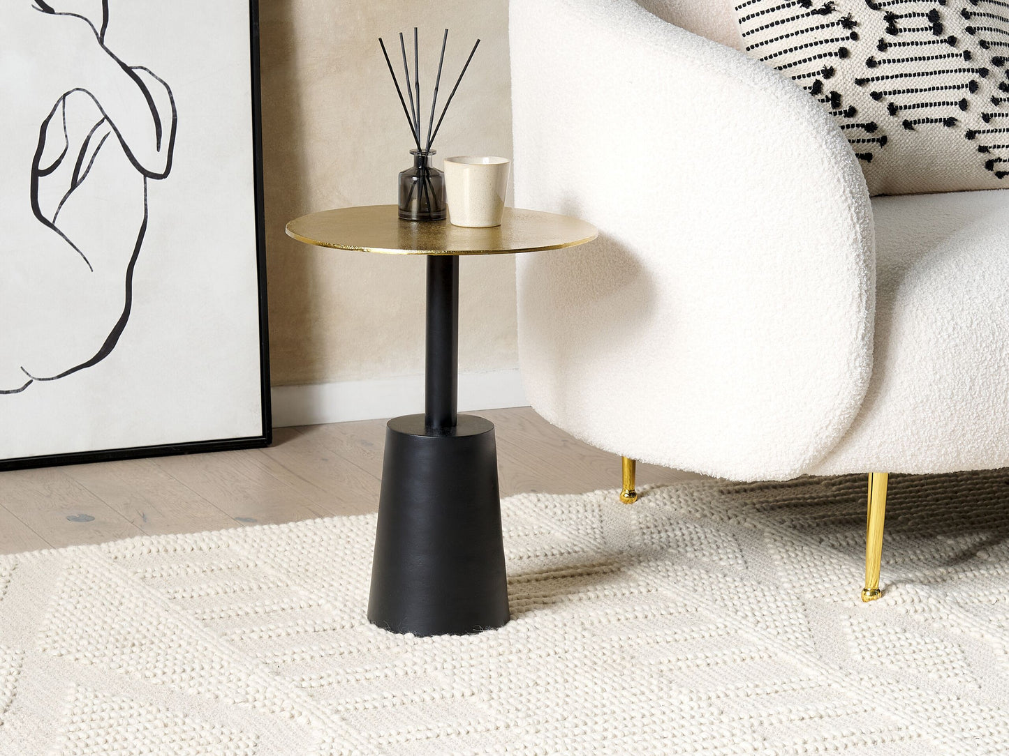 Beistelltisch Aluminium gold / schwarz rund ø 36 cm TANAMI