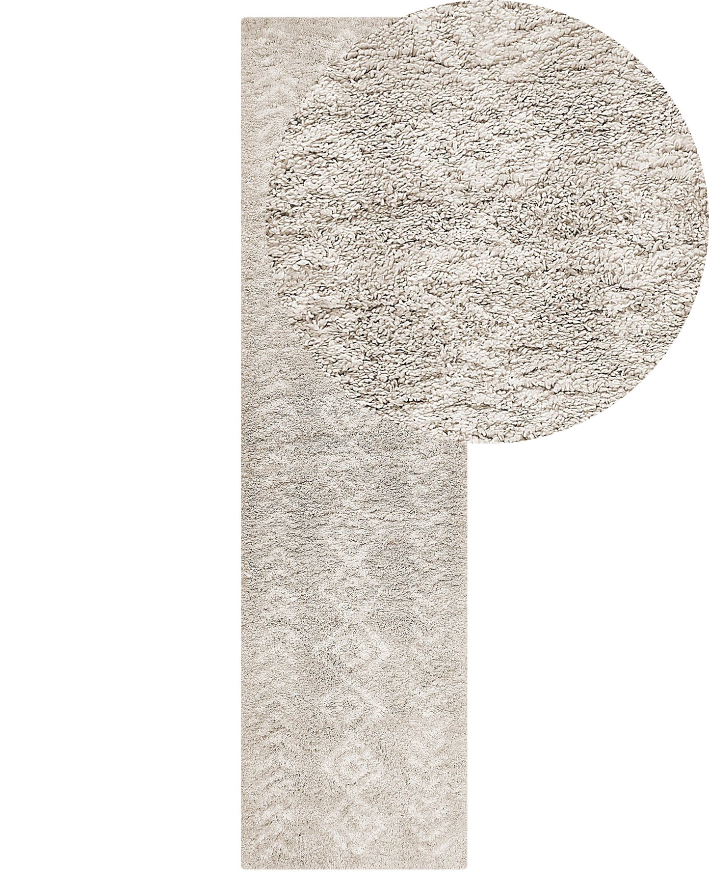 Teppich hellbeige 80 x 300 cm geometrisches Muster Shaggy KAPAN