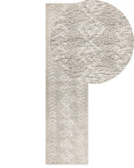 Teppich hellbeige 80 x 300 cm geometrisches Muster Shaggy KAPAN