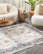 Teppich beige / blau orientalisches Muster 200 x 300 cm Kurzflor ARATES