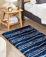 Teppich blau / weiss 80 x 150 cm Streifenmuster Shaggy TASHIR