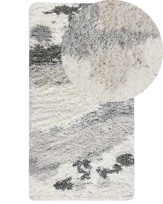 Teppich weiss / grau 80 x 150 cm Shaggy Langflor GORIS