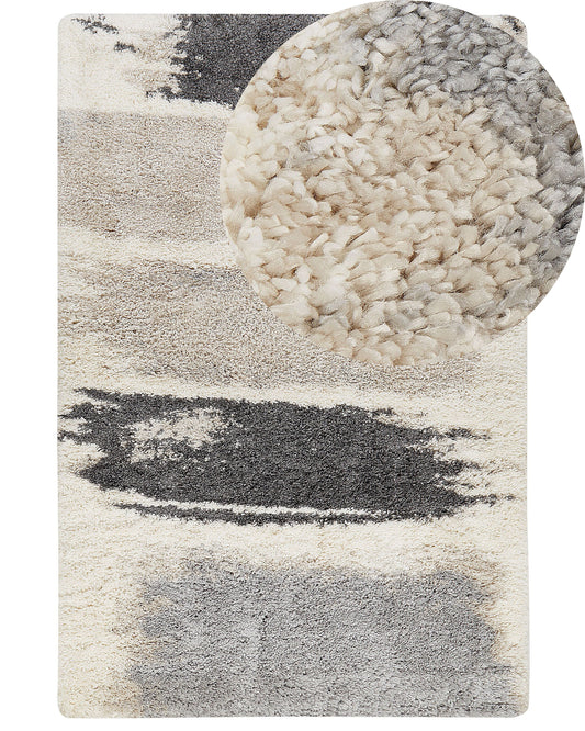 Teppich weiss / grau 160 x 230 cm abstarktes Muster Shaggy MARTUNI