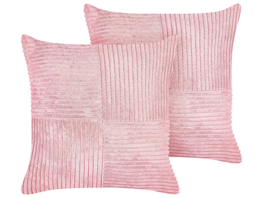 Dekokissen 2er Set MILLET Cord 43 x 43 cm Rosa Geometrisches Muster