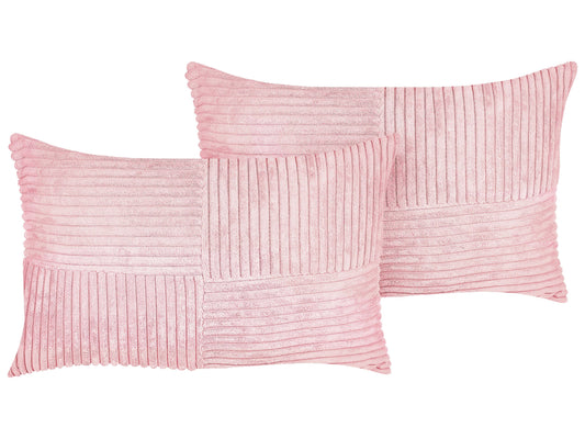 Dekokissen 2er Set MILLET Cord 30 x 50 cm Rosa Geometrisches Muster