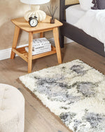 Teppich weiss / grau geometrisches Muster 80 x 150 cm Shaggy SEVAN