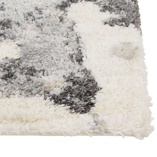 Teppich weiss / grau geometrisches Muster 80 x 150 cm Shaggy SEVAN