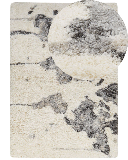 Teppich weiss / grau geometrisches Muster 200 x 300 cm Shaggy SEVAN