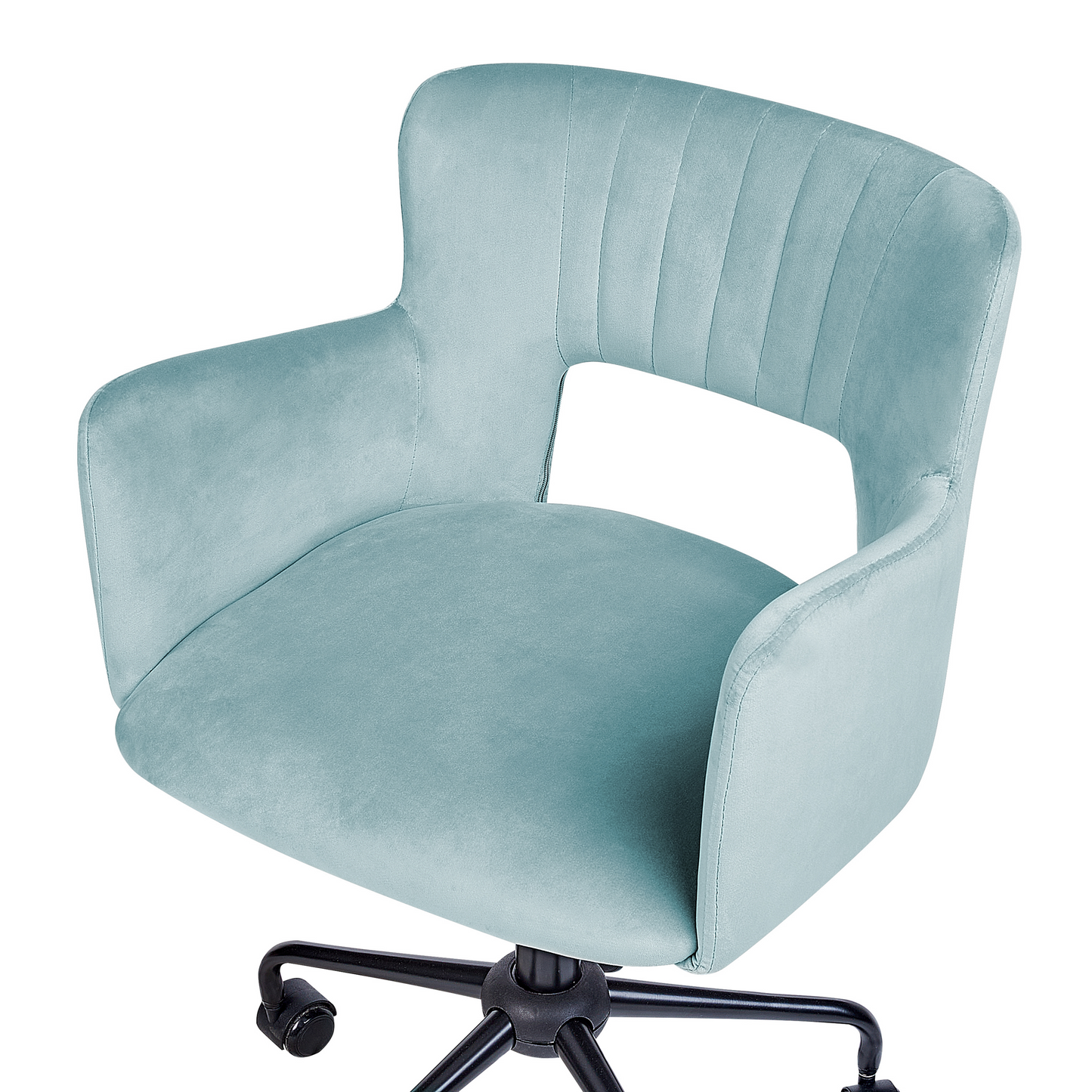 Bürostuhl Samtstoff hellblau höhenverstellbar SANILAC