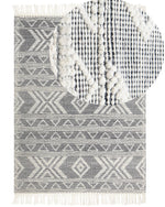Teppich Wolle weiss / schwarz 160 x 230 cm geometrisches Muster PAZAR