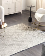Teppich Wolle beige 160 x 230 cm geometrisches Muster DARENDE