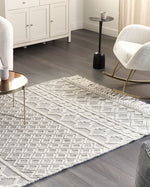 Teppich Wolle beige / grau 160 x 230 cm geometrisches Muster SOLHAN