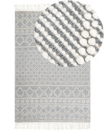 Teppich Wolle beige / grau 160 x 230 cm geometrisches Muster SOLHAN
