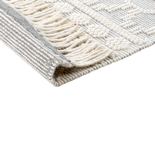 Teppich Wolle beige / grau 160 x 230 cm geometrisches Muster SOLHAN