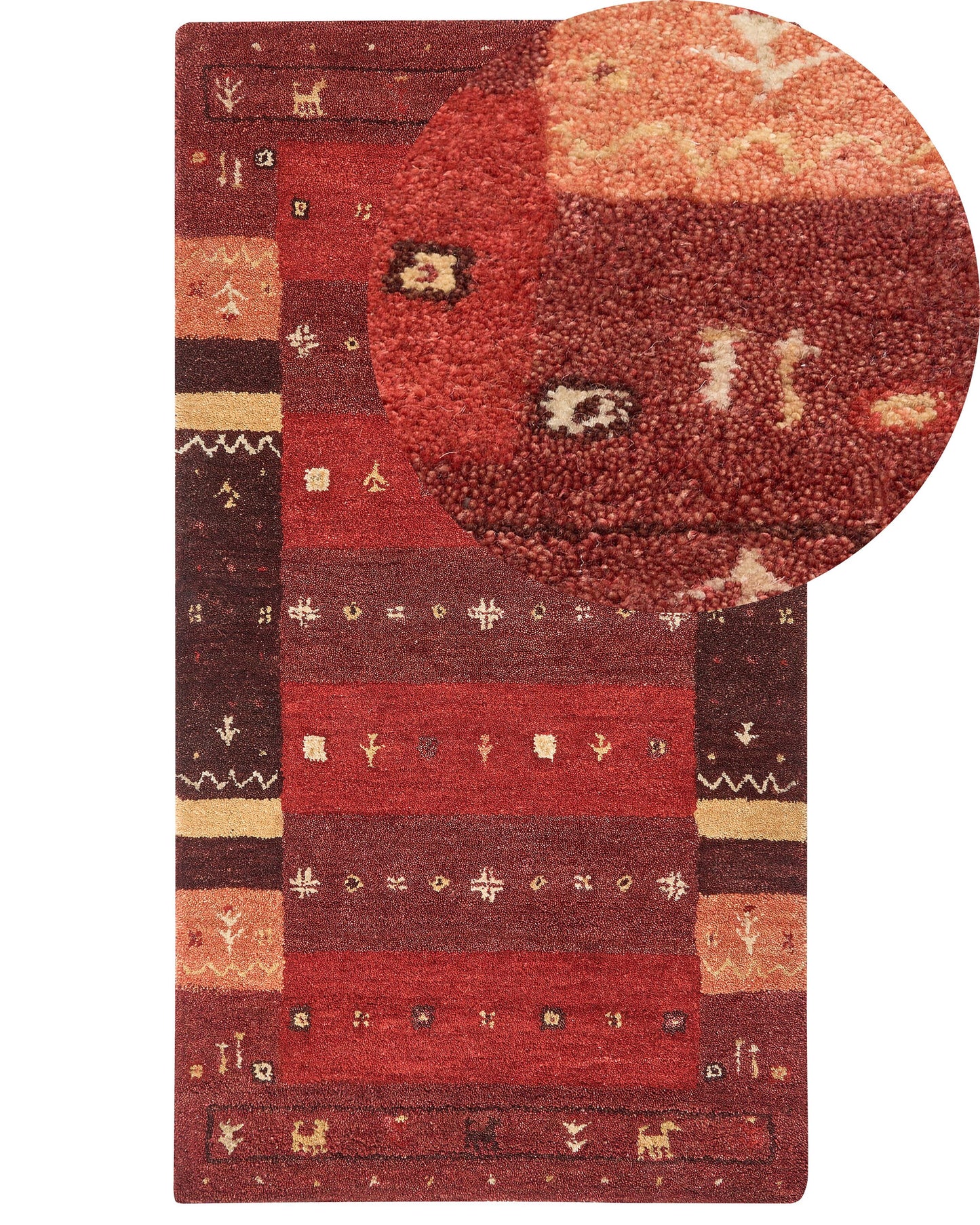 Gabbeh Teppich Wolle rot 80 x 150 cm Hochflor SINANLI