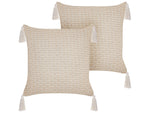 Dekokissen 2er Set HAKONE 42 x 42 cm Hellbeige Geometrisches Muster
