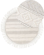 Teppich Wolle beige ⌀ 140 cm Fransen Kurzflor BALTALAR
