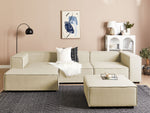 3-Sitzer Ecksofa Leinen beige rechtsseitig mit Ottomane APRICA