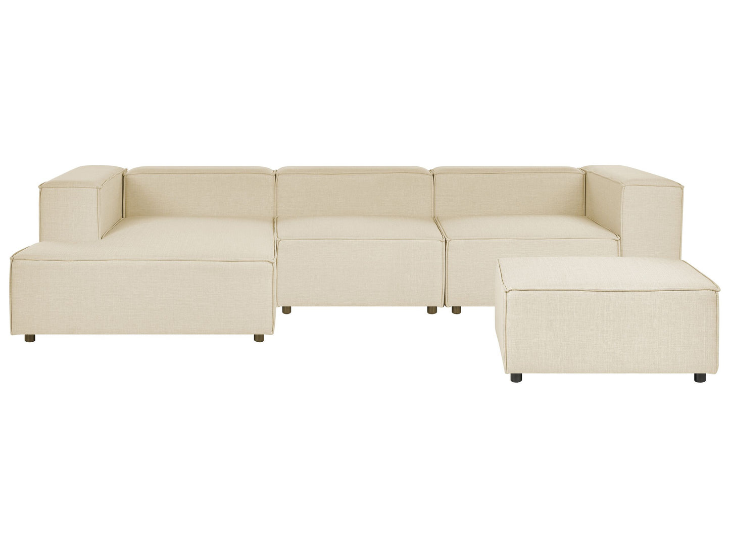 3-Sitzer Ecksofa Leinen beige rechtsseitig mit Ottomane APRICA