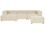 3-Sitzer Ecksofa Leinen beige rechtsseitig mit Ottomane APRICA