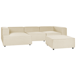 3-Sitzer Ecksofa Leinen beige rechtsseitig mit Ottomane APRICA