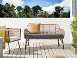 Gartensofa 2-Sitzer PRATELLO Polyrattan Naturfarben