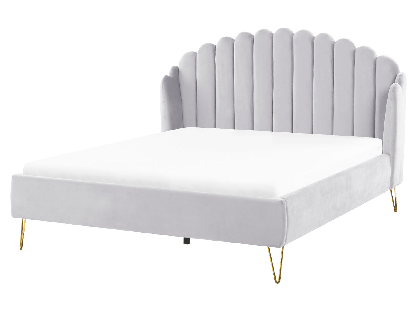 Bett mit Lattenrost Samtstoff AMBILLOU 160 x 200 cm Hellgrau