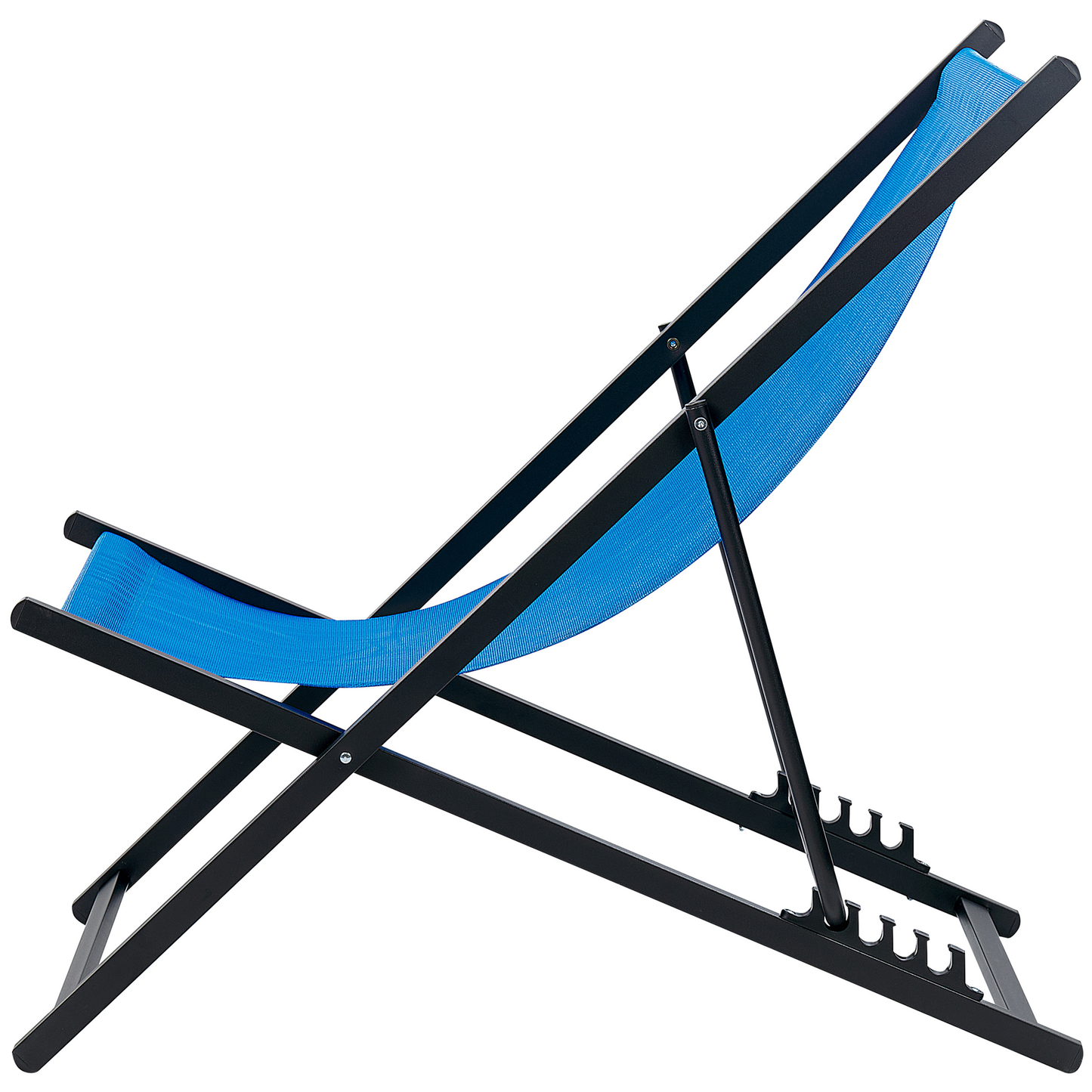 Liegestuhl Aluminium schwarz Textilbespannung blau LOCRI II