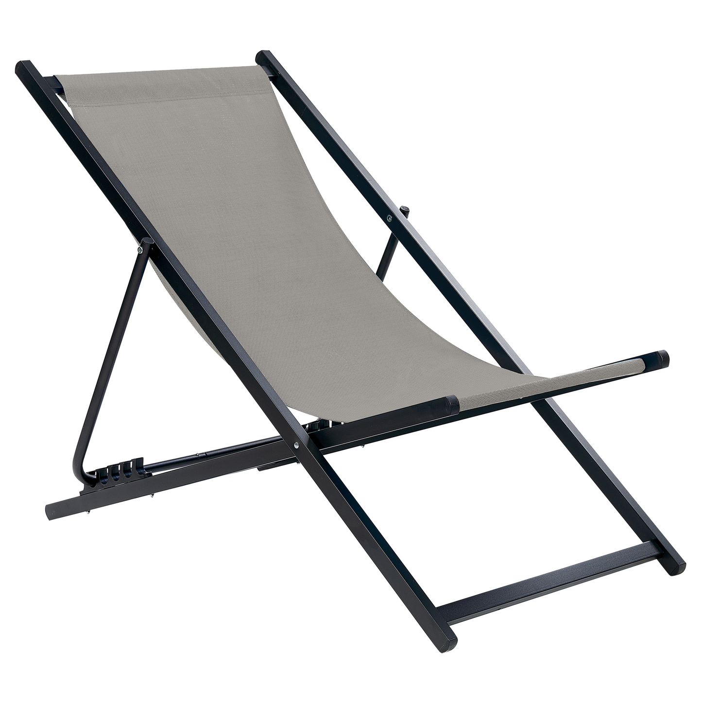 Liegestuhl Aluminium schwarz Textilbespannung grau LOCRI II