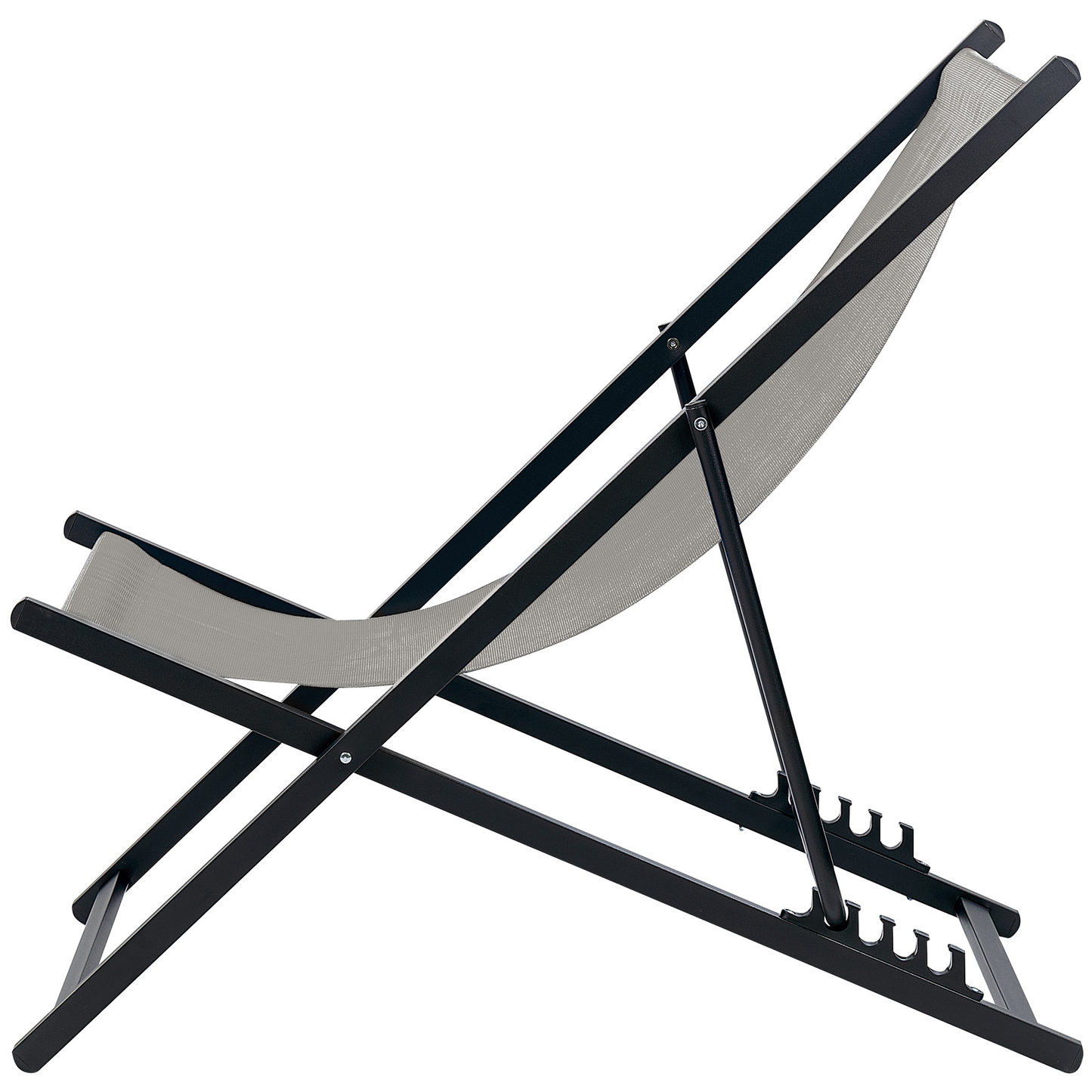 Liegestuhl Aluminium schwarz Textilbespannung grau LOCRI II