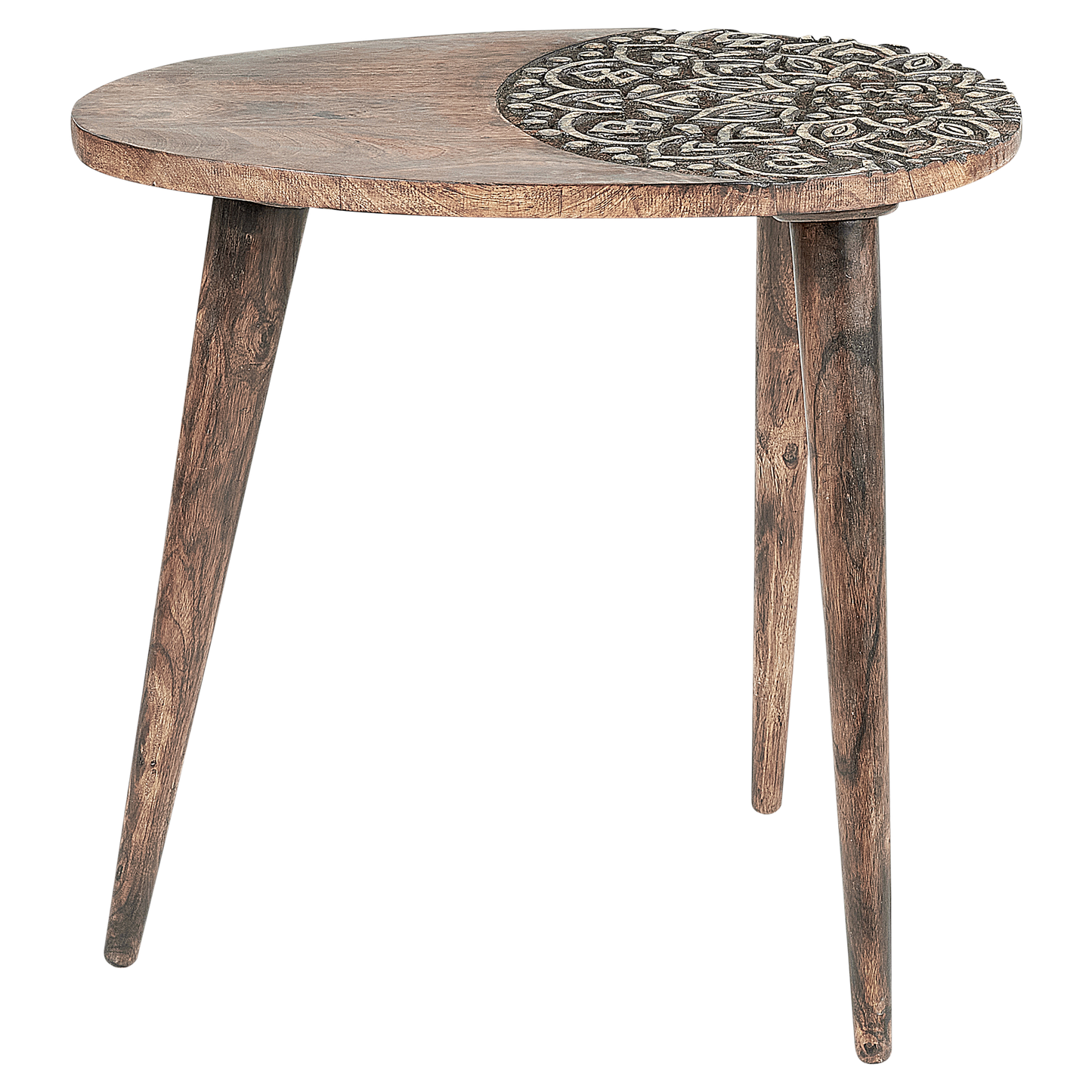 Beistelltisch 2er Set Mangoholz dunkelbraun oval KHETUA