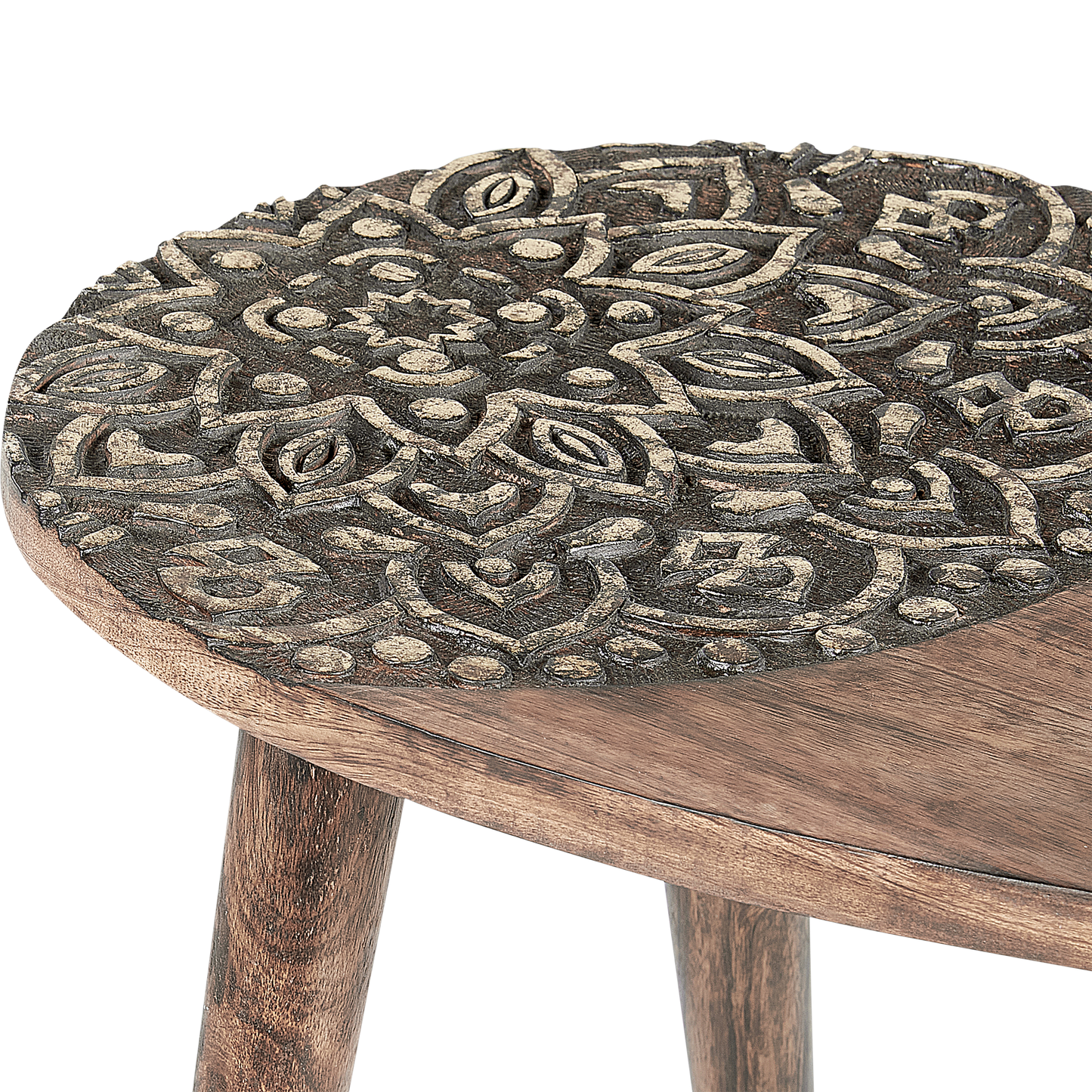 Beistelltisch 2er Set Mangoholz dunkelbraun oval KHETUA