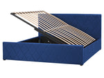 Bett mit Stauraum Samtstoff ROCHEFORT 160 x 200 cm Marineblau