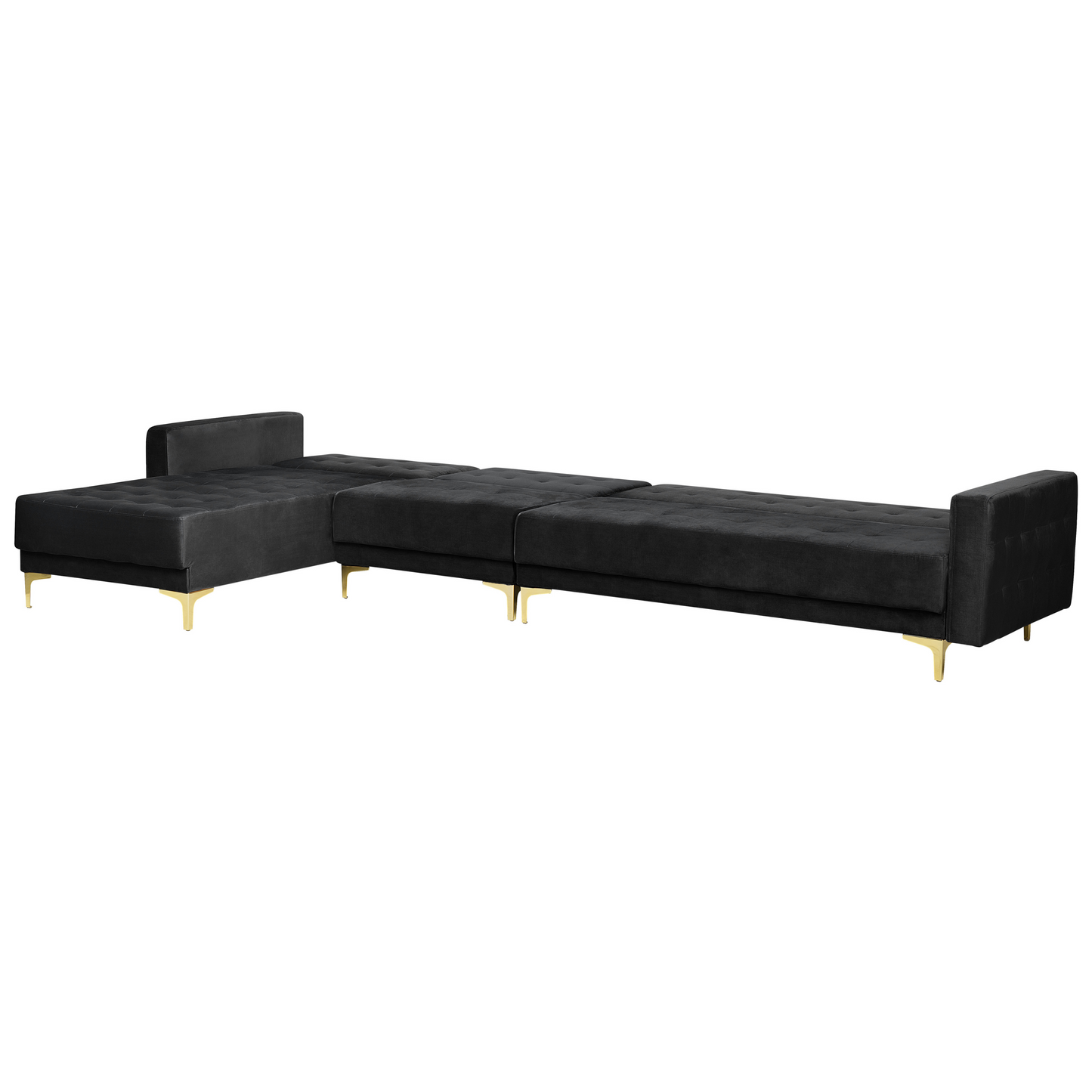 Modulsofa Samtstoff Schlaffunktion schwarz rechtsseitig Ottomane ABERDEEN