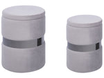Pouf mit Stauraum Samtstoff hellgrau 2er Set DORIS