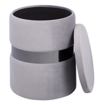 Pouf mit Stauraum Samtstoff hellgrau 2er Set DORIS