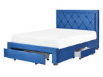 Bett mit Schubladen Samtstoff LIEVIN 140 x 200 cm Marineblau