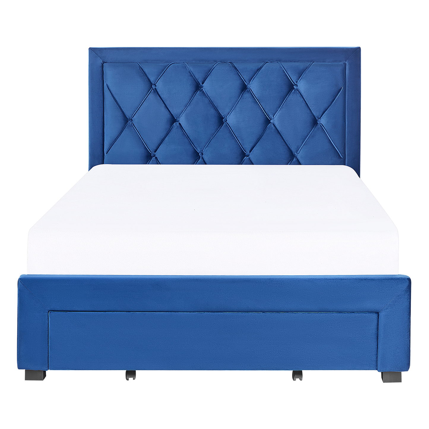 Bett mit Schubladen Samtstoff LIEVIN 140 x 200 cm Marineblau