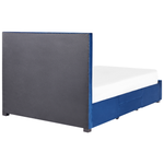 Bett mit Schubladen Samtstoff LIEVIN 140 x 200 cm Marineblau