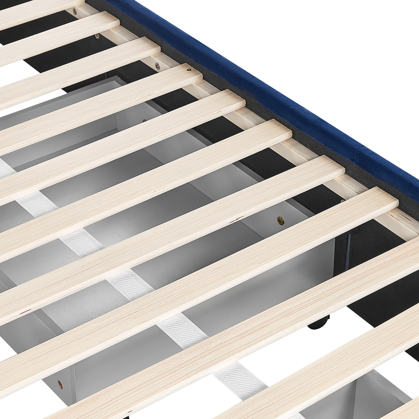 Bett mit Schubladen Samtstoff LIEVIN 140 x 200 cm Marineblau