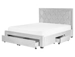 Bett mit Schubladen Samtstoff LIEVIN 160 x 200 cm Hellgrau