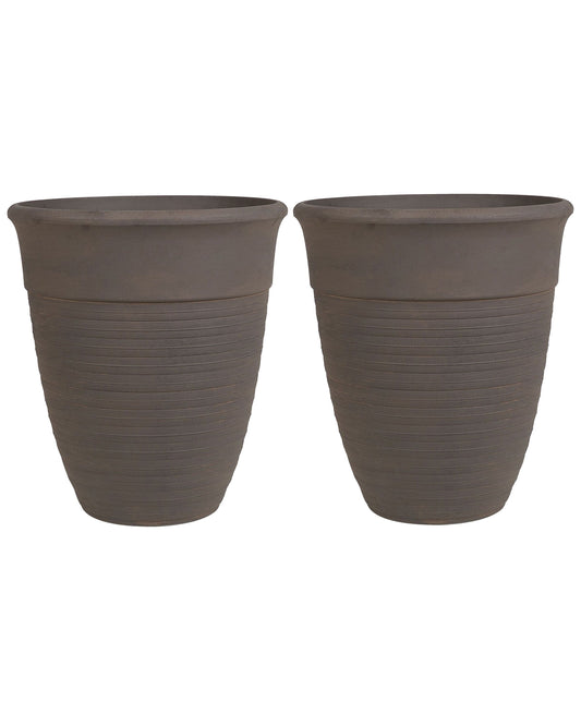 Set mit 2 Blumentöpfen KATALIMA Stein 50 cm Braun