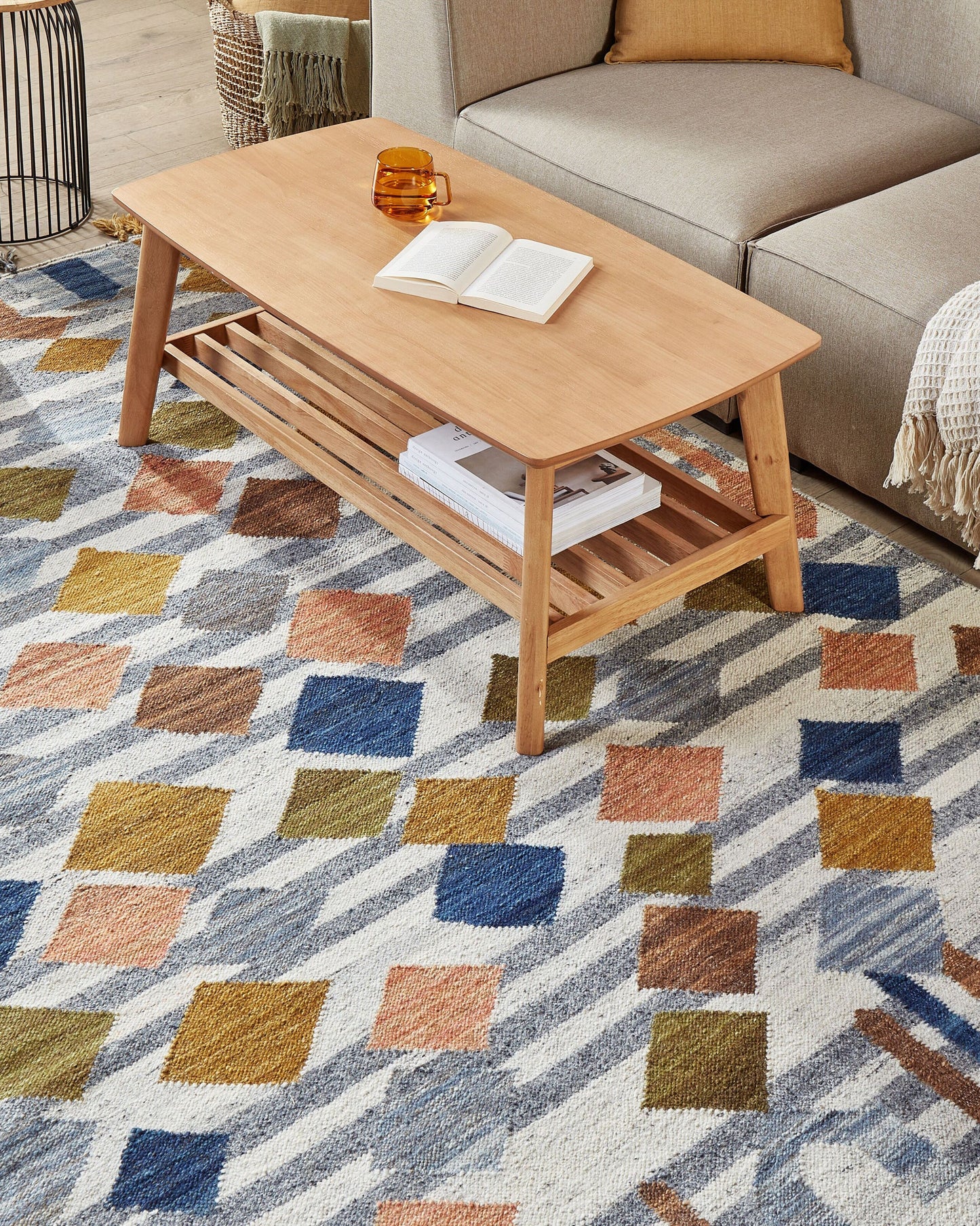 Kelim Teppich Wolle mehrfarbig 160 x 230 cm geometrisches Muster Kurzflor KASAKH