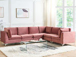 6-Sitzer Ecksofa Samtstoff rosa linksseitig EVJA