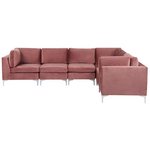 6-Sitzer Ecksofa Samtstoff rosa linksseitig EVJA