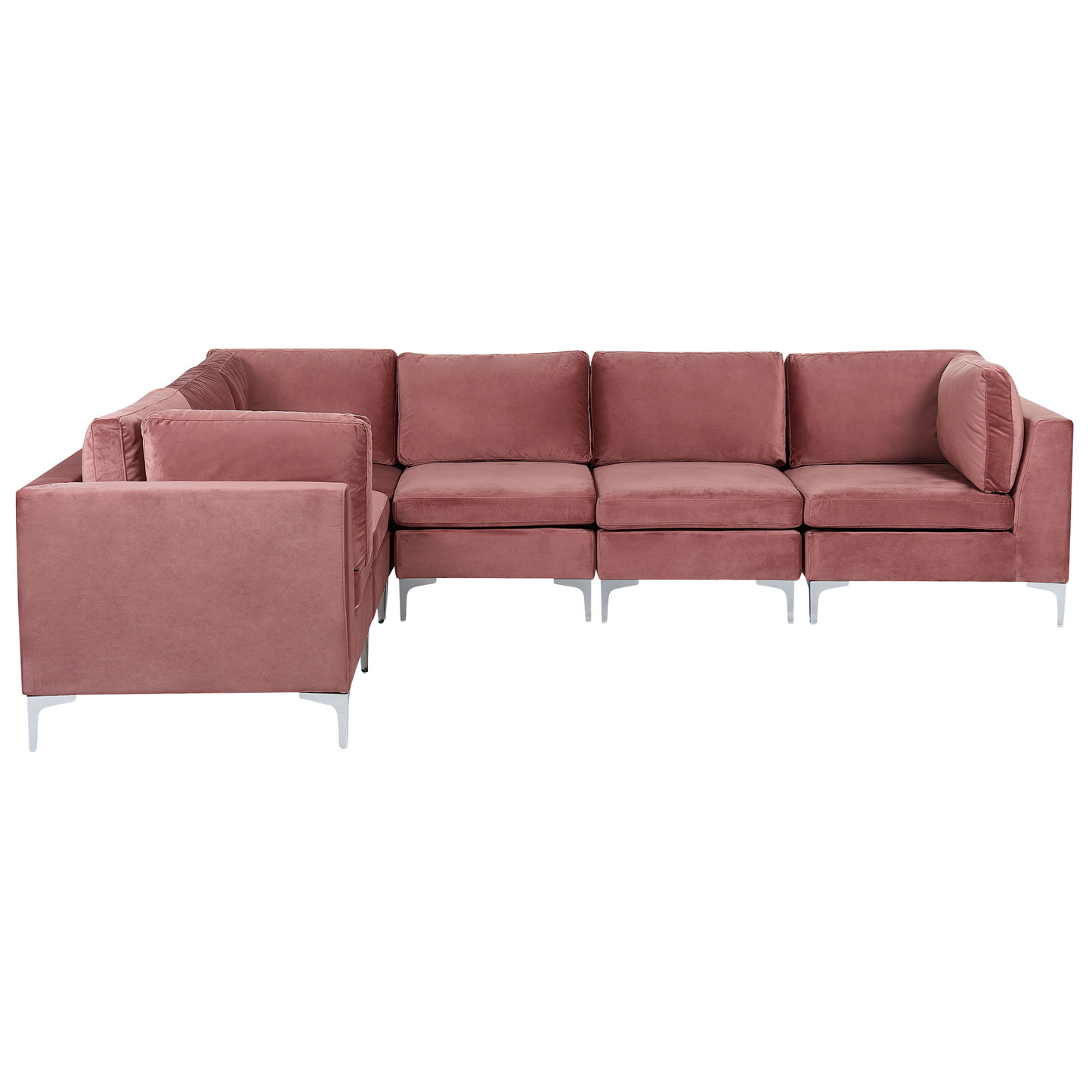 6-Sitzer Ecksofa Samtstoff rosa rechtsseitig EVJA