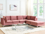 5-Sitzer Ecksofa Samtstoff rosa linksseitig mit Ottomane EVJA